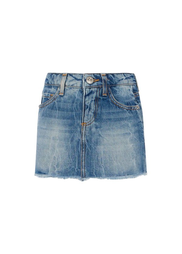 Richmond Junior Gonna corta in denim con fondo sfrangiato - Denim Blue Medium