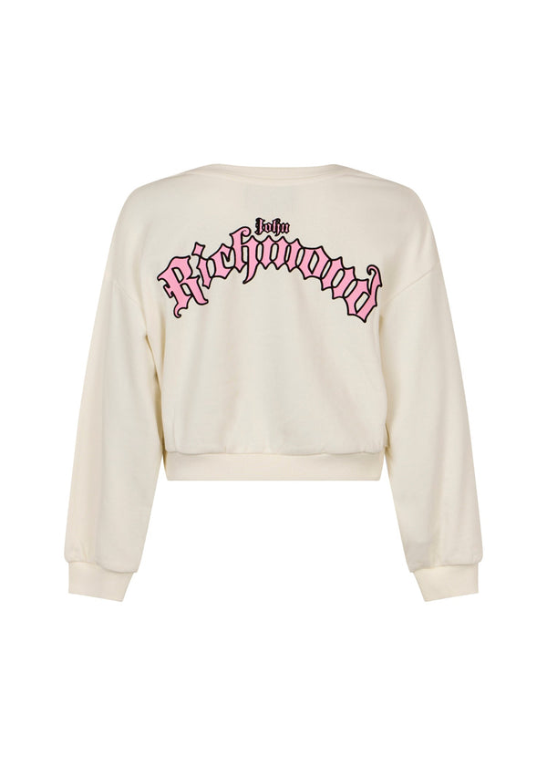 Richmond Junior Felpa corta con monogramma JR e logo gotico - Off-White
