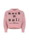 Richmond Junior Maglione corto con scritta Rock n Roll intarsiata - Pink Begonia