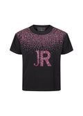 Richmond Junior T-shirt con logo JR in strass e spalle decorate - Black
