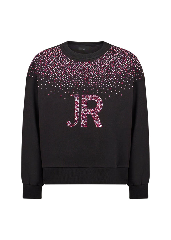 Richmond Junior Felpa girocollo con logo JR in strass - Black