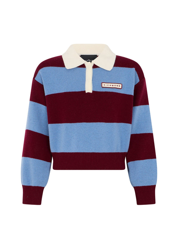 Richmond Junior Polo in maglia a righe con colletto a contrasto - Avion