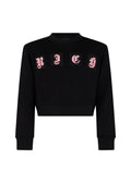 Richmond Junior Felpa corta con lettere gotiche applicate - Black