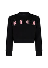 Richmond Junior Felpa corta con lettere gotiche applicate - Black