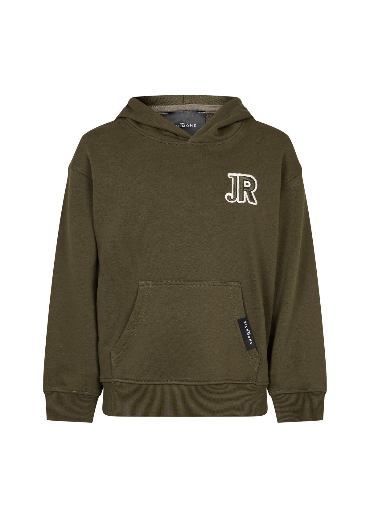 Richmond Junior Felpa con cappuccio e logo JR ricamato in rilievo - Olive