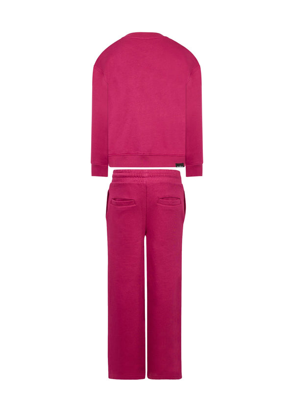 Richmond Junior Completo felpa girocollo e pantaloni con stella logata - Red Plum