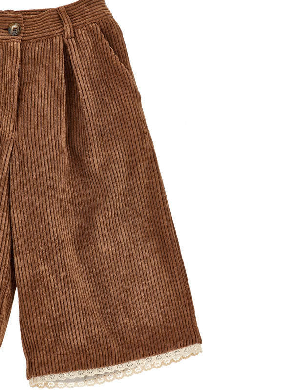 Pantaloni Velluto con Merletto