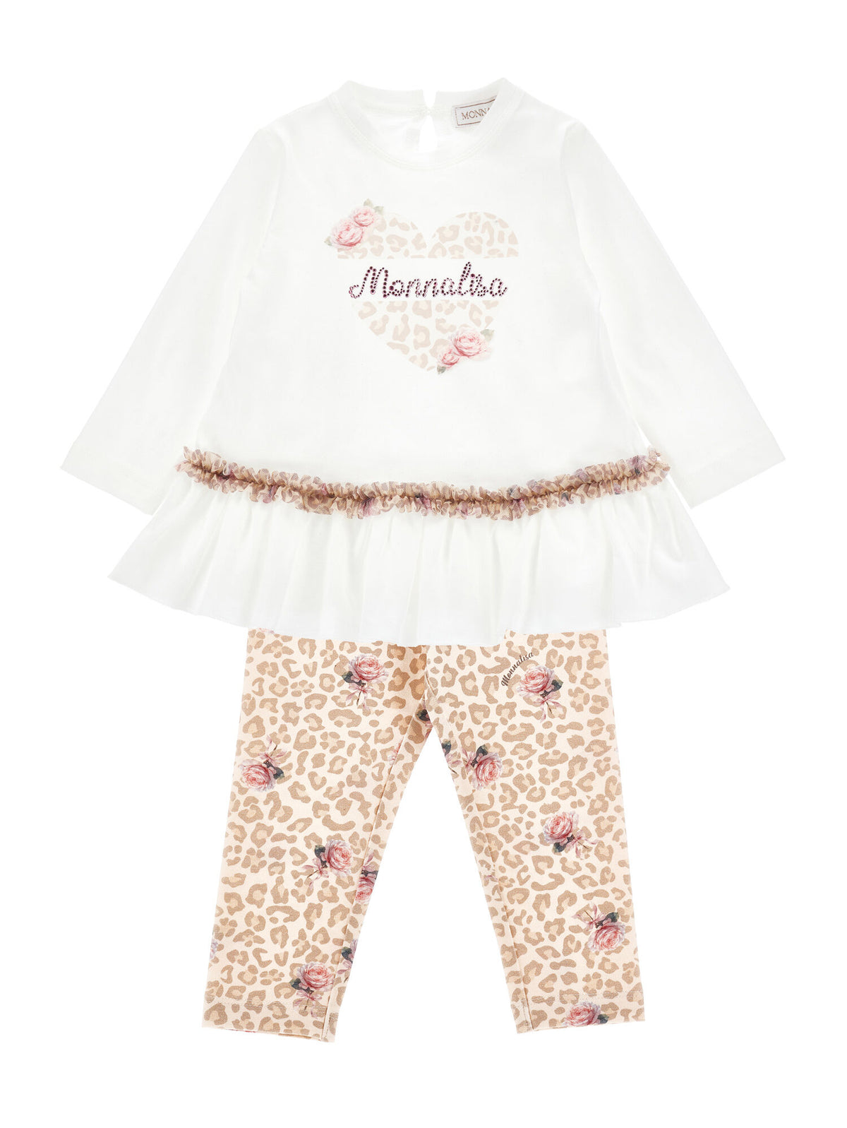 Completo cuore leopardato Monnalisa