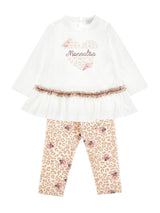 Completo cuore leopardato Monnalisa