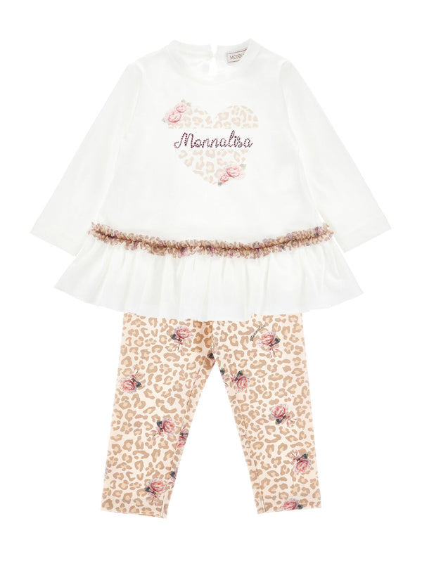 Completo cuore leopardato Monnalisa