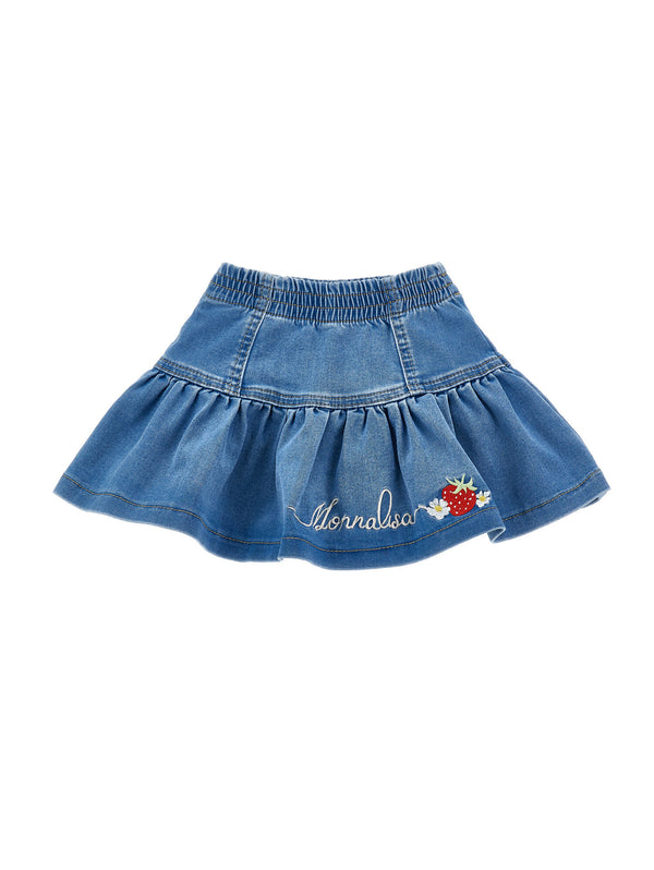 Gonna Jeans Ricamo Fragole