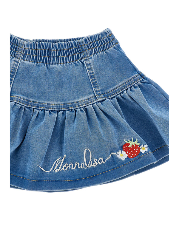 Gonna Jeans Ricamo Fragole