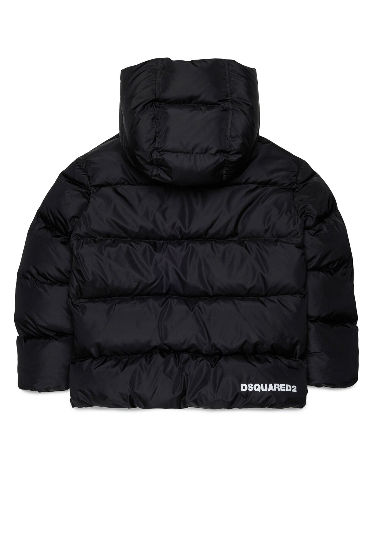 Giacca imbottita corta con cappuccio e logo DSQUARED2