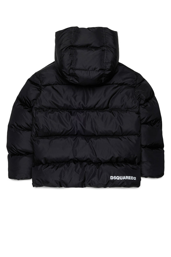 Giacca imbottita corta con cappuccio e logo DSQUARED2