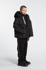 Giacca imbottita corta con cappuccio e logo DSQUARED2