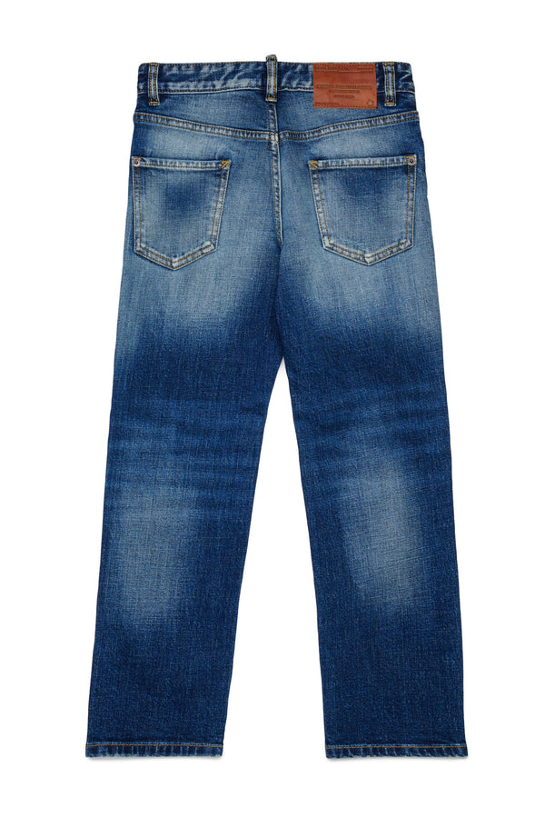 Jeans straight blu chiaro con fondo ampio - 642