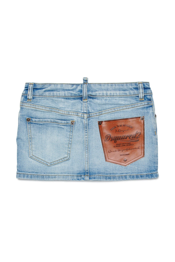 Gonna mini denim con logo