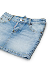 Gonna mini denim con logo