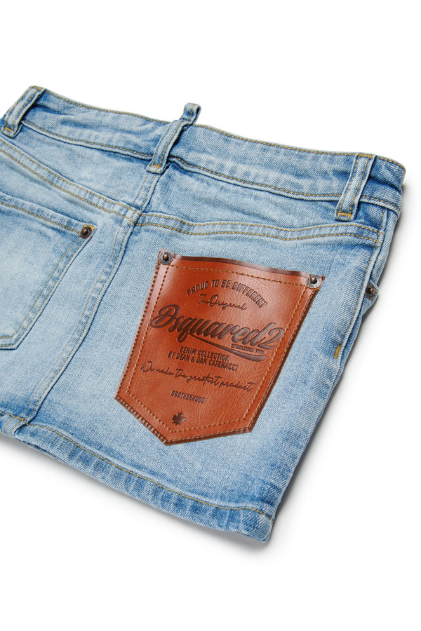 Gonna mini denim con logo