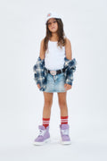 Gonna mini denim con logo
