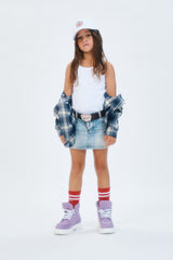 Gonna mini denim con logo