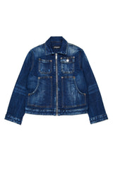 Giacca denim con logo stampato