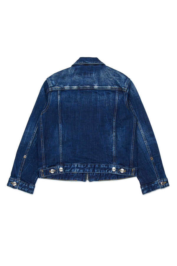 Giacca denim con logo stampato