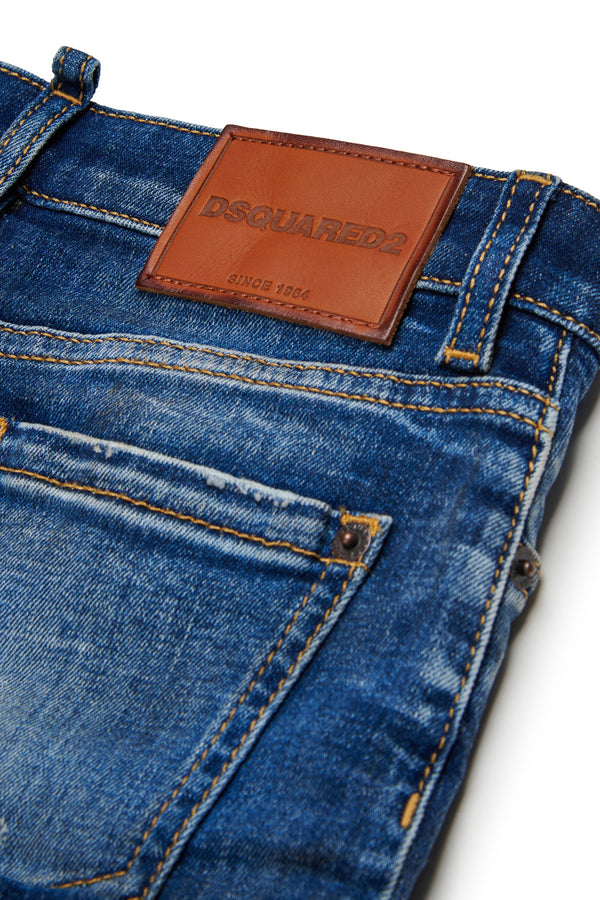Gonna mini in denim con risvolto