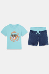 Set T-shirt e shorts in denim