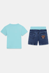 Set T-shirt e shorts in denim