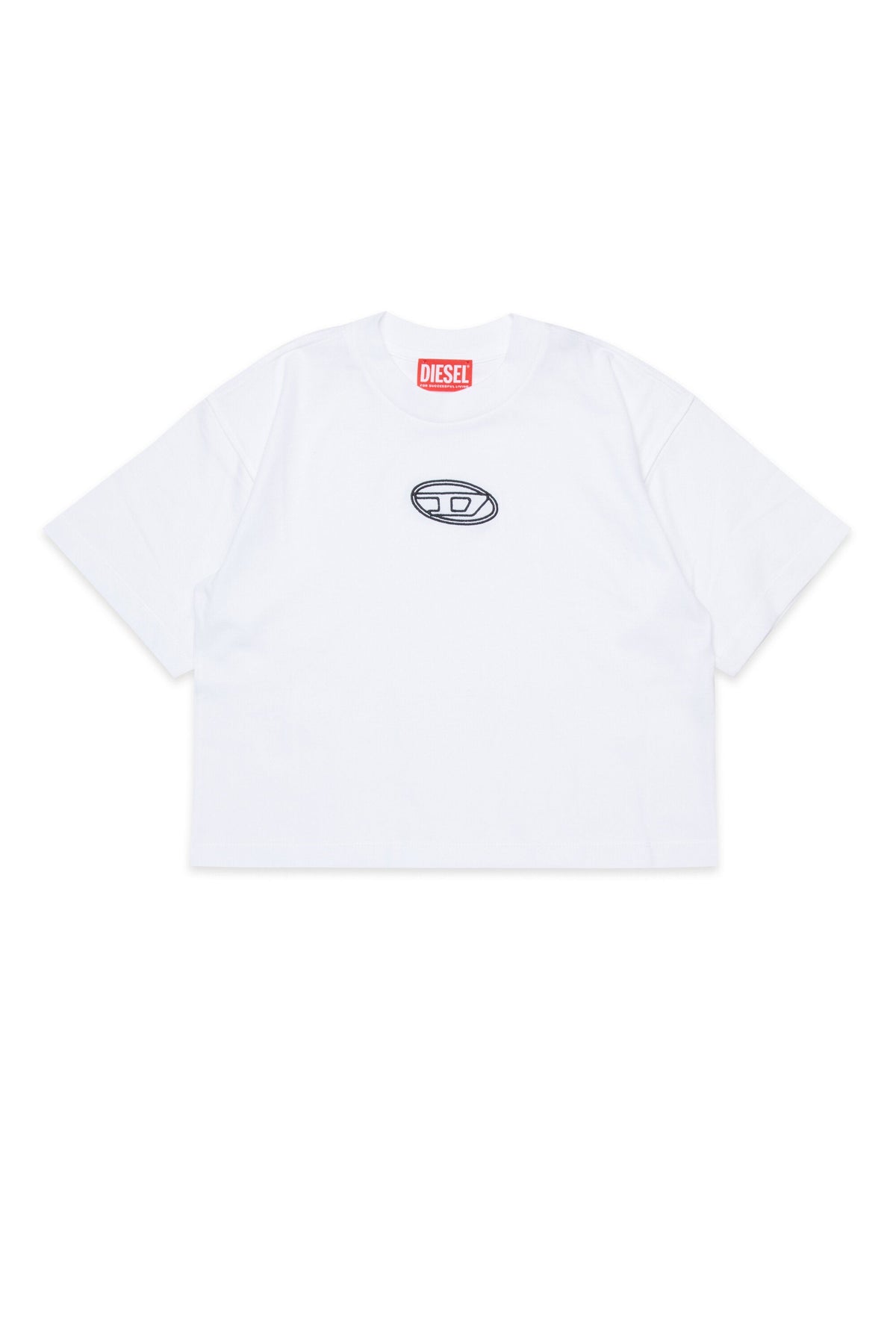 T-shirt boxy in jersey con logo Oval D