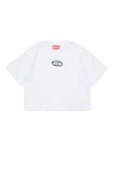 T-shirt boxy in jersey con logo Oval D