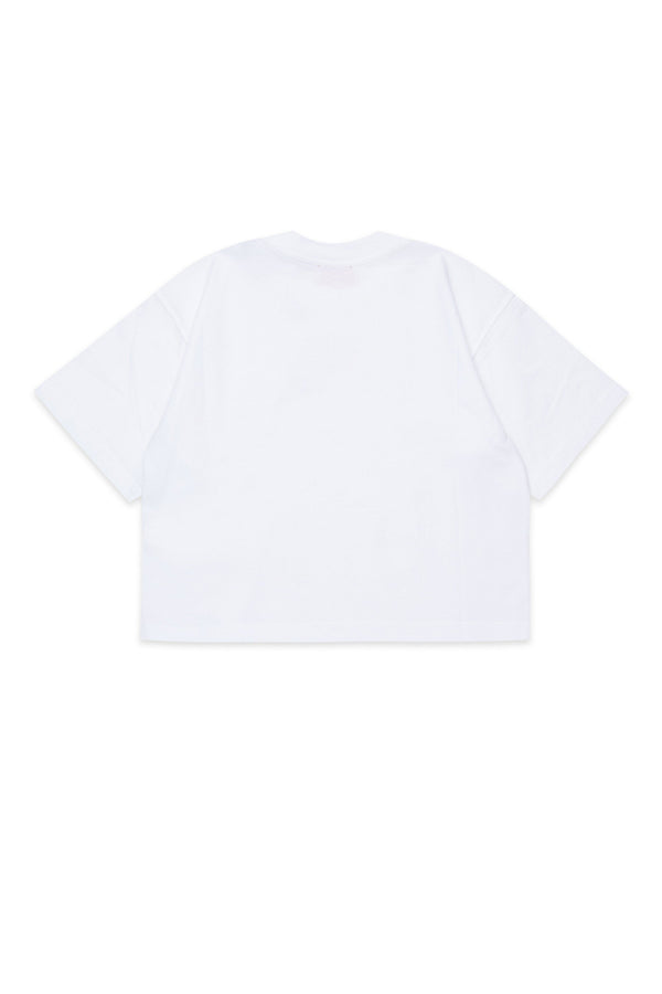 T-shirt boxy in jersey con logo Oval D