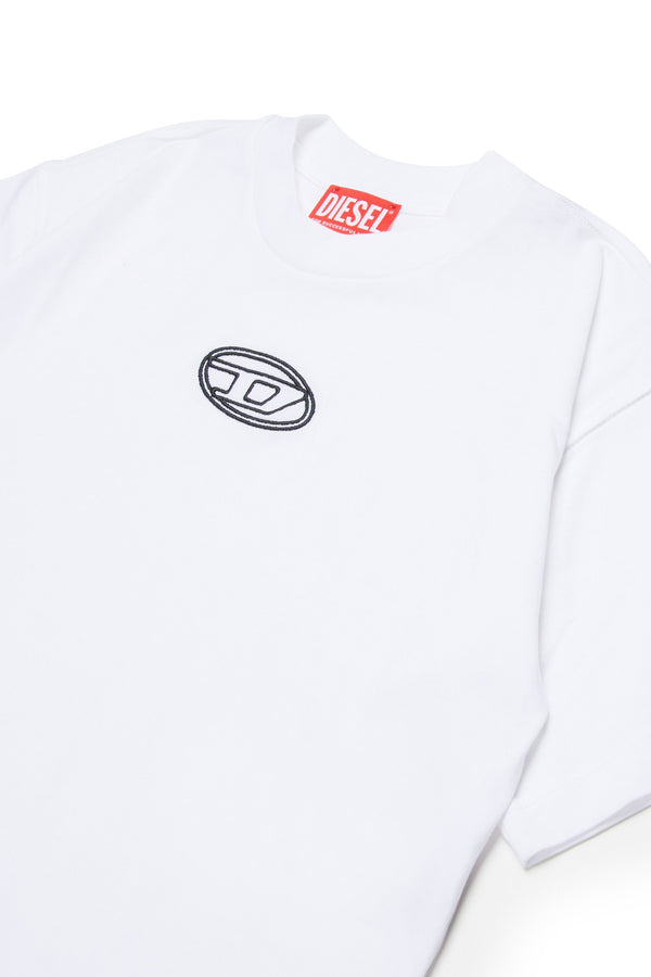 T-shirt boxy in jersey con logo Oval D