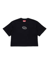 T-shirt boxy in jersey con logo Oval D