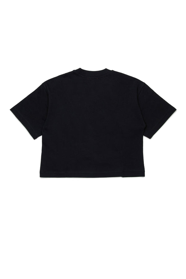 T-shirt boxy in jersey con logo Oval D