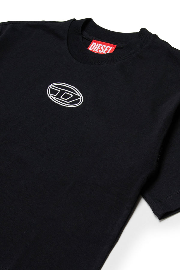 T-shirt boxy in jersey con logo Oval D