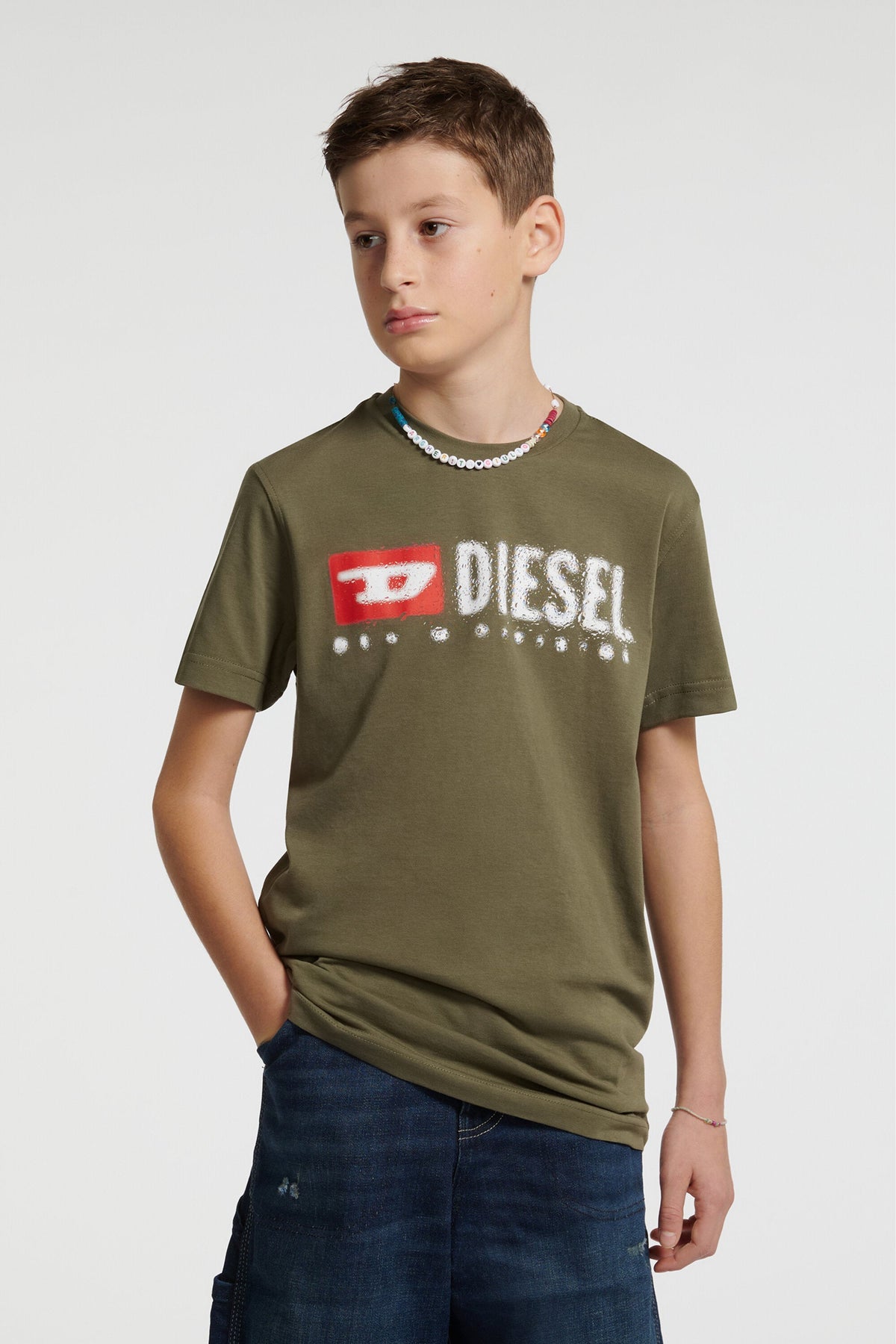 T-shirt in jersey con logo Diesel Denim Division