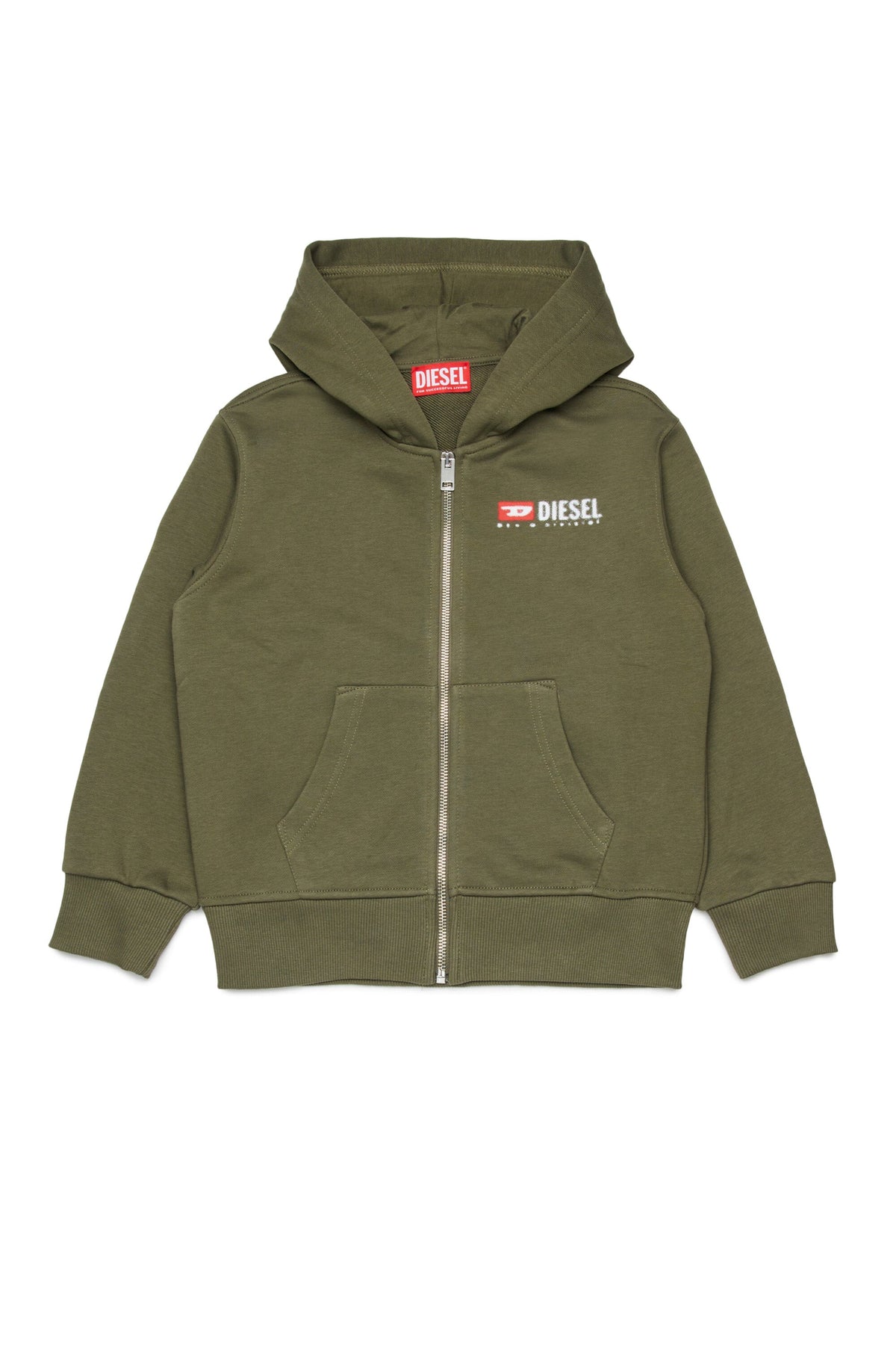 Felpa a zip con cappuccio e logo Diesel Denim Division