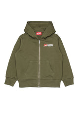 Felpa a zip con cappuccio e logo Diesel Denim Division