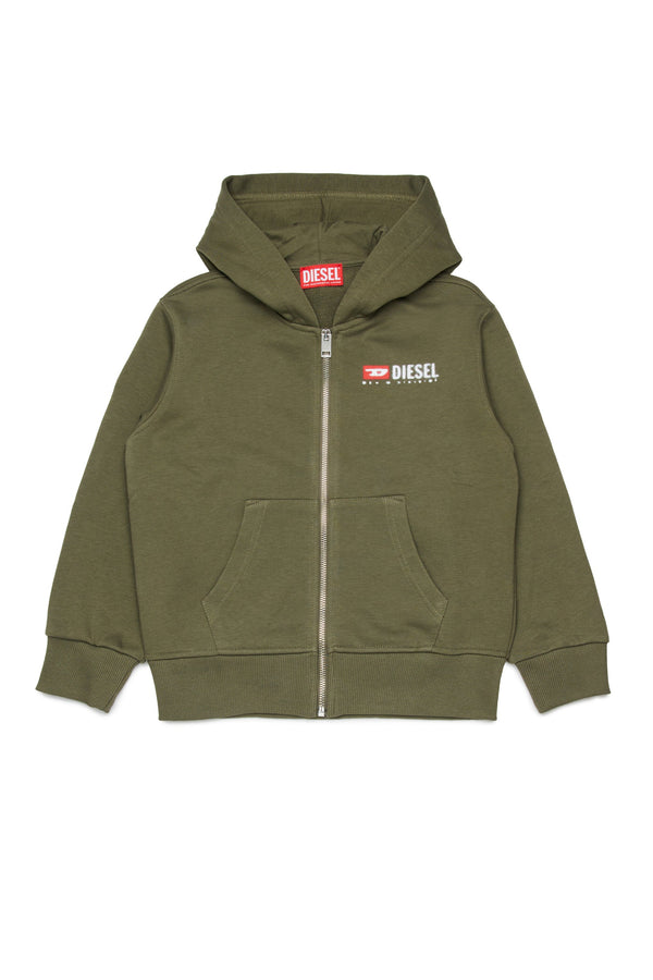 Felpa a zip con cappuccio e logo Diesel Denim Division