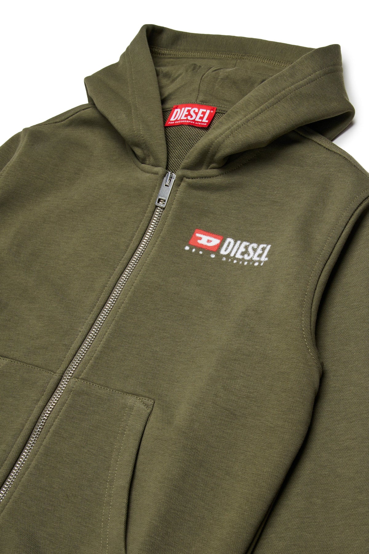 Felpa a zip con cappuccio e logo Diesel Denim Division