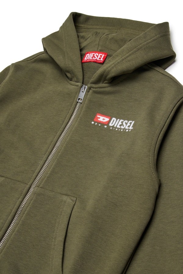 Felpa a zip con cappuccio e logo Diesel Denim Division