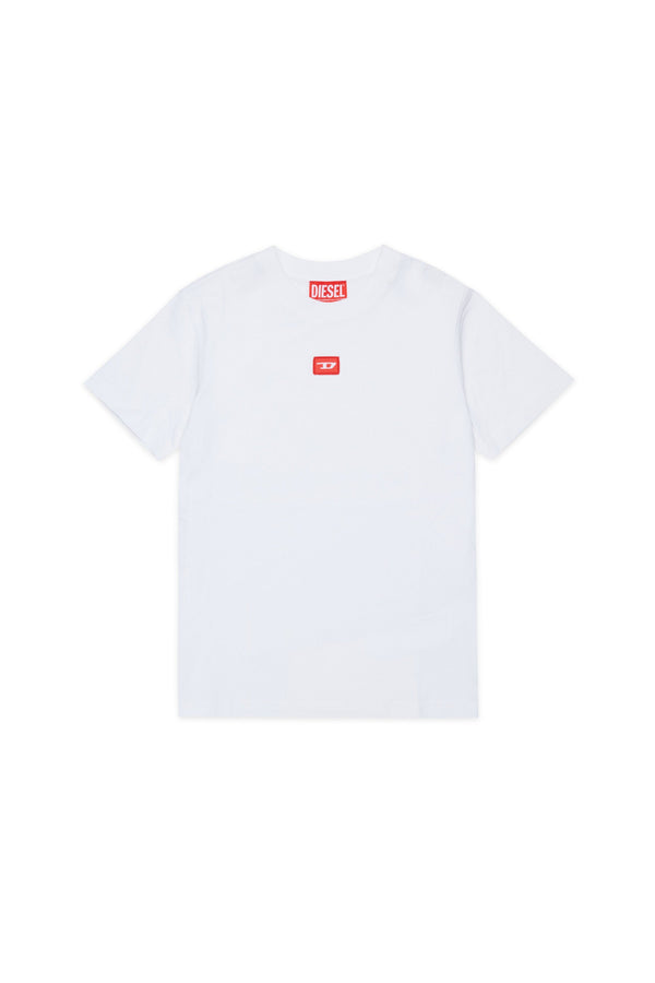 T-shirt in jersey con patch D rossa