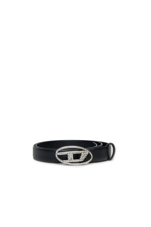 Cintura in vera pelle Oval D con strass