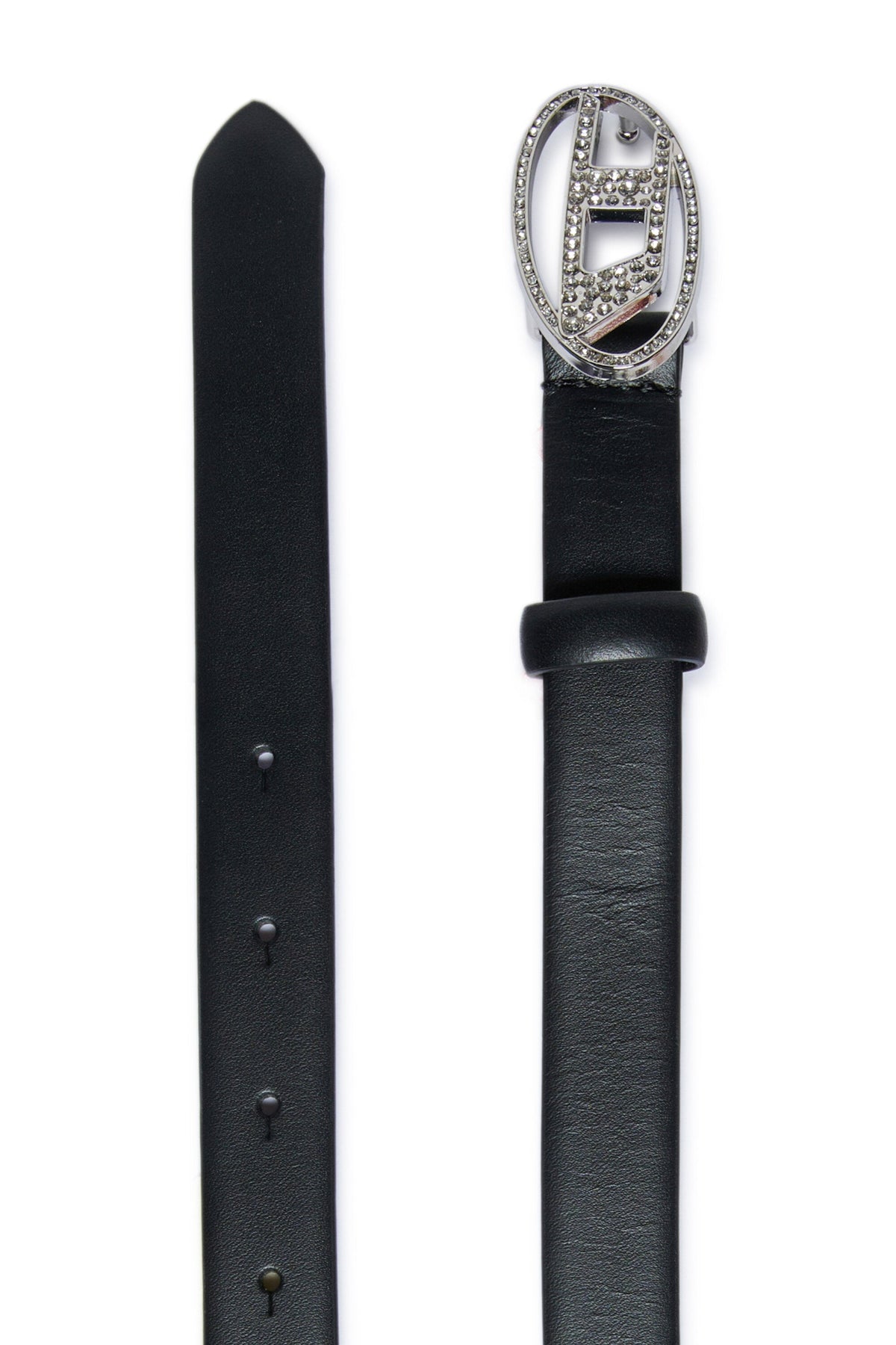 Cintura in vera pelle Oval D con strass