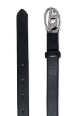Cintura in vera pelle Oval D con strass
