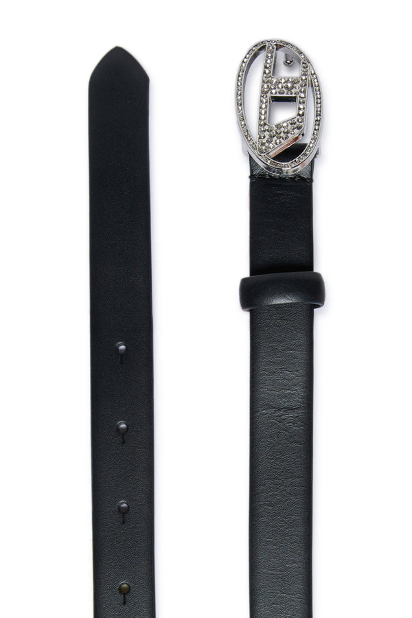 Cintura in vera pelle Oval D con strass