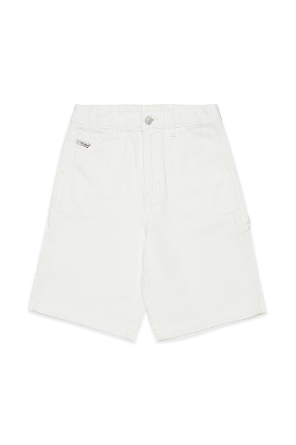 Shorts in denim bianco con logo - D-Bart
