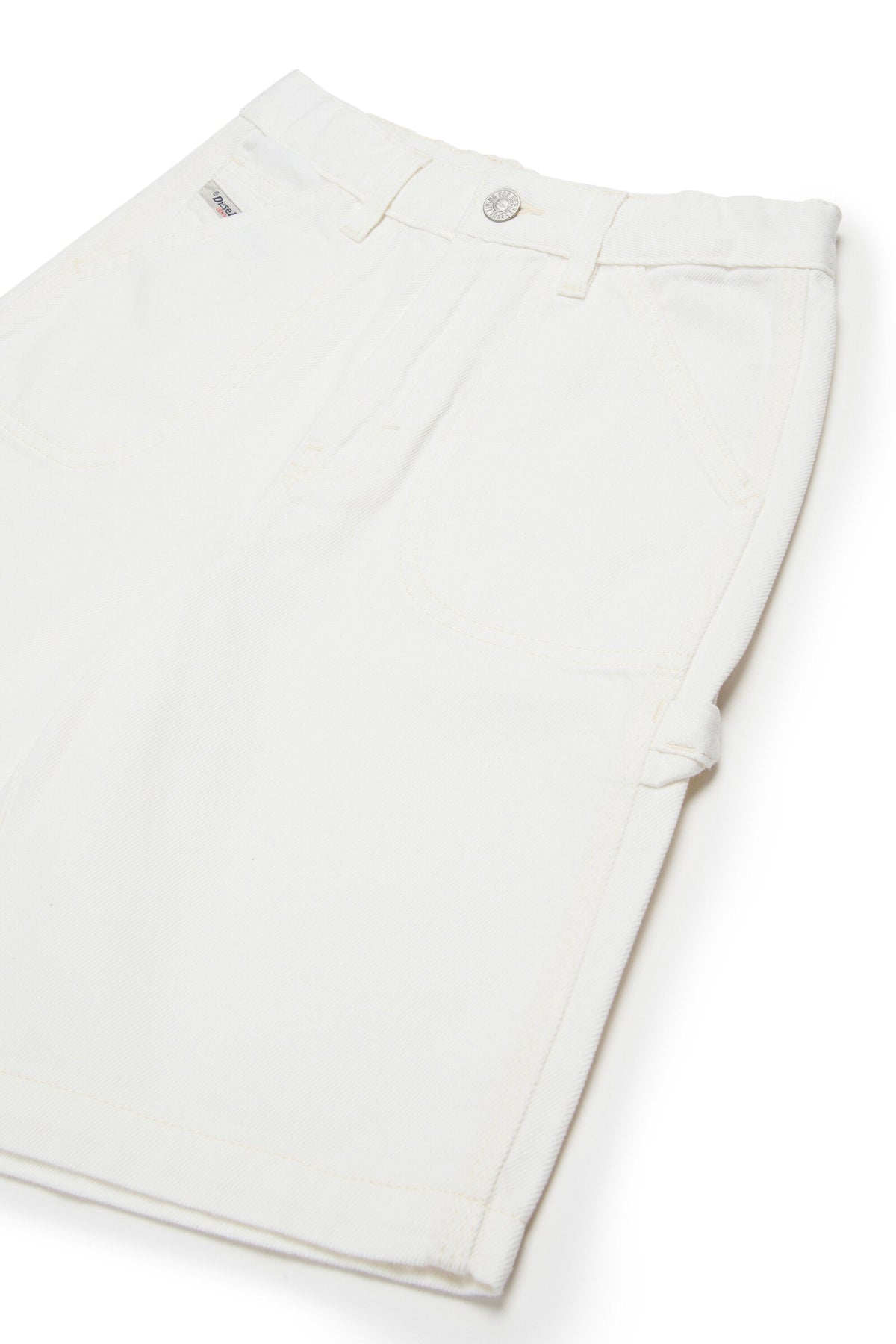 Shorts in denim bianco con logo - D-Bart